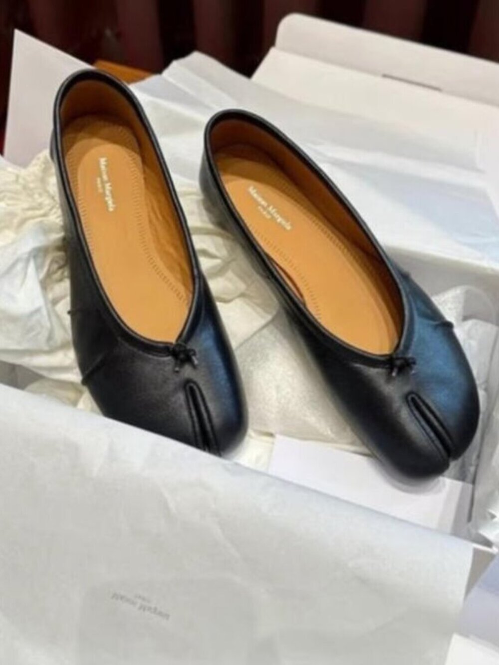Maison Margiela Black Leather Tabi Loafers - With Original Box